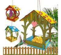 para Pájaros De Madera - Casa De Alimentación Pintada A Mano, Accesorio Decorativo Impermeable para Avifauna Al Aire Libre, Colgante para Ventana | Balcón Patio Patio Jardín Atracción