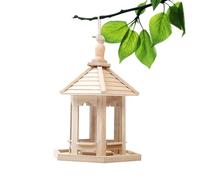 para pájaros de Madera - Pajarera Colgante de Madera Hexagonal, estación de alimentación para pájaros Silvestres al Aire Libre, decoración rústica para jardín | para pajaros a Prueba