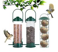 para pájaros de metal, 3 piezas, recipientes de alimentación de | Comedero para pájaros al aire libre protegido contra ardillas para aletas silvestres y yo en árboles, patio, balcón