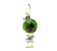 para Pájaros Escalera De Escalada - Corona Colgante Papagayo Agapornis Periquitos | Madera De Colores Bola De Ratán Jibia | Accesorio Jaula Canarios Ninfas Cotorras Cuidado Pico Entreten