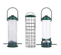 para pájaros salvajes 3 piezas de metal resistente a la intemperie | Comedero para pájaros de tubo de red para exteriores para piruleta y yo en árboles, patio, balcón, árboles y