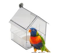 para Pájaros Transparente - Plato De Alimentos para Aves - Bañera Transparente con Bebedero para Colibrí Periquito Loros Jardín Balcón Mascotas Amantes