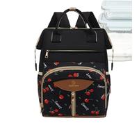 para pañales de bebé | impermeable para maternidad con portabolígrafos y correas para cochecito | Para pañales de viaje con cambiador, para papá, mamá, hombres, mujeres, niños, Negro