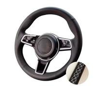 Para Parsche Para Cayenne S Para Cayenne Para E-Hybrid S Para Macan 918 Para Spyder Para 718 Para Boxster Funda Cuero Para Volante Coche Volante Transpirable Cubierta(White Thread)