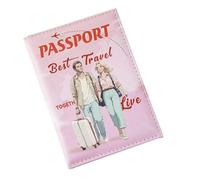 para pasaporte de viaje de 1 a 2 cm, con tarjetero, impermeable, para tarjetas de crédito, accesorios para parejas, hombres, mujeres, niños, estudios en el extranjero, bolso familiar, rosa
