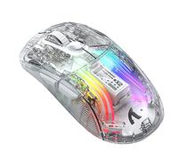 para PC Portátil Transparente con Cable Inalámbrico Compatible con Bluetooth 2.4G Tres Tipos De Conexión Ratón Mudo RGB Colorido Juego Competición Electrónica Oficina Ratón (Blanco)