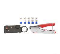 Para pelacables coaxiales y juego de herramientas de crimpadora con conectores F para cables Rg6 Rg59 Rg58 Plata Gris Rojo Azul Kit de alicates de compresión
