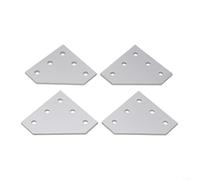 Para perfil de aluminio 2020, soporte de ángulo de esquina de 5 agujeros, placa de junta de 90 grados para un montaje seguro del marco con tornillos (plata)