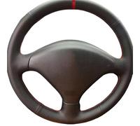 para Peugeot 307 2001-2008 SW 2005-2008 Cubierta Interior del Volante Coche Ajuste De Cuero Microfibra Negro(Red Thread2)