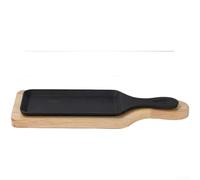 Para plancha de hierro fundido con tabla de madera, resistente al calor | Perfecto para filetes tomahawk, gran superficie de apoyo, diseño rectangular, adecuado para carne y verduras