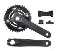 para plato Doble 38T Aleación Ligera para Bicicleta MTB para | Aleación aluminio ligero, bielas 170mm, para plato 36T, hueco , ideal senderismo(2.0-24-38T Black)
