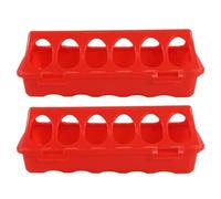 para Pollitos - 20 x 9 x 6,5 cm, ABS, Rojo, 6 Ranuras, Aves de Corral, Pato, | 2 comederos de codorniz, Plato de alimentación sin residuos para Loros, Pollitos, pájaros,