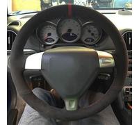 para Porsche 996 911 para Cayman S 2006-2007 Cubiertas De Volante Coche Suave Negro Cuero Genuino Gamuza(Orange Thread)