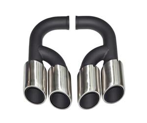 Para Porsche Para Cayenne 958 92A V6 V8 2011-2014 Punta De Escape Cuádruple Para Coche Tubo Escape Trasero Negro Silenciador Del Sistema De Escape(Silver A Long)