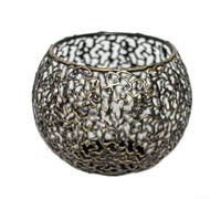 Para portavelas decorativos de metal con diseño hueco que proporciona un apoyo estable y un ambiente elegante (negro y dorado)