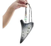 Para Principiantes Ocarina Ocarina 12 Agujeros Tonos Alto C Patrón Craquelado Cerámica Dos Colores Gradiente Flauta Instrumentos Profesionales Tao Chino(Black)