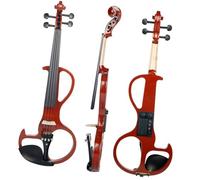para Principiantes Violín Juego De Violín Eléctrico 4/4 De Madera Maciza, Accesorios De Ébano Con Puente De Arco De Madera De Brasil, Estuche Rígido Para Violín, Cable De Audio