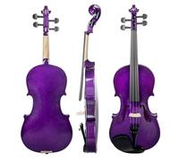 para Principiantes Violín Violín Acústico 4/4, Violín De Tilo De Color, Violín Negro De Madera Maciza Con Estuche De Transporte, Arco De Madera De Brasil (Color : Purple)