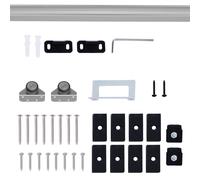 para Puerta Corredera 186 cm Kit de Accesorios para Puerta Corrediza de Madera con de Metal y 2 Poleas Plateado