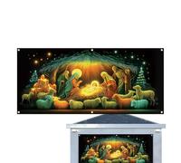 - para Puerta Decorativa navideña | Decoración Religiosa Fluorescente, Puerta de Entrada, Escena de Jesús | Decoración navideña para Porche con Panel y Pancarta - para casa, Fiesta
