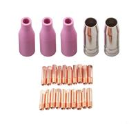 Para puntas de contacto de antorcha MIG, kit de 25 piezas para MB15 para puntas 15AK, 0 8 mm y 1 0 mm, incluye boquillas de gas y loza para un rendimiento óptimo de soldadura