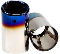 Para Q3 Coche Silenciador 2 Unids Set Chrome Plating Acero Inoxidable Agua Escape Suffler Tip Tubes Cubiertas Tubos De Extremo Automóviles Silbato Coche Escape Tubo Silenciador(Toasted Blue)