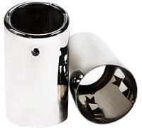 Para Q3 Coche Silenciador 2 Unids Set Chrome Plating Acero Inoxidable Agua Escape Suffler Tip Tubes Cubiertas Tubos De Extremo Automóviles Silbato Coche Escape Tubo Silenciador(Plata)