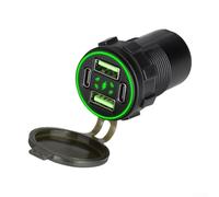 Para Quad Port Car Charger Socket 132w Super Fast Charging Dual Type-c Usb Para Qc3.0 Compatible con vehículos 12-24v Verde (Verde)