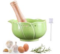 Para rallar lo - cuadrado de 13,5 cm, molinillo manual de cerámica, para picar ajo con mazo de madera | Accesorio de cocina manual para recetas de condimentos pero