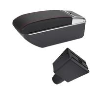 Para Renault Para Logan 2 Para Dacia Para Logan 2 Para Dokker Para Sandero 2 Compartimento Reposabrazos Coche Caja Almacenamiento Reequipamiento Caja Reposabrazos(D1 Black red No USB)