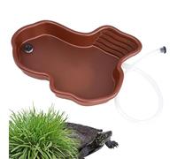 para reptiles - Cuenco para bebedero de tortugas con desagüe, decoración de terrarios | Piscina anfibia con rampa y asiento solar, decoración de vivario para tortugas, terraza, lagarto de