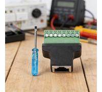 Para rj45 adaptador de terminales de tornillo hembra a regleta de terminales de 8 polos verde EIA/TIA 568B para cable de red Cat5 Cat5e Cat6 Cat7 sin soldadura con destornillador (hembra- macho)