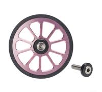 para rueda para fácil 72mm Aleación Doble Cojinete para Brompton | ancho 72mm, goma 15mm, estabilidad superior, suelo baldosa hormigón, evita vuelcos(pink)