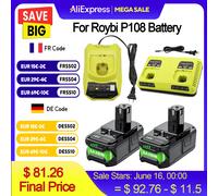 Para Ryobi 18V adaptador de batería de litio 6A para Ryobi 18V One Plus herramienta eléctrica de Single Charger