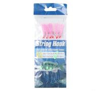 para sabiki Rig 6pcs Luminous Hooks Sea Freshwater para sabiki(10) | Luminous fish head, colored silk design, attracts big fish, sea and freshwater use, 6 pieces per set