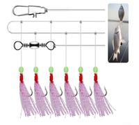 para sabiki Rig 6pcs Luminous Hooks Sea Freshwater para sabiki(14) | Luminous fish head, colored silk design, attracts big fish, sea and freshwater use, 6 pieces per set
