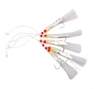 Para Sabiki Soft Fishing Rig Set 5pcs con 6 Ganchos Blanco Foil Flash Lumi Beads para Arenque Target Especies