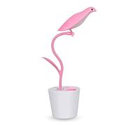para Sala de Estar, Mesa de Escritorio con Forma de Pájaro, Se Puede Cargar por Usb, Protección Ocular, Pequeña Lámpara de Lectura de Bajo Consumo, Lámpara de Mesita de Noche (Rosa)./Amarillo/a