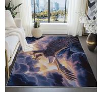 para salón, Fantasía del Trueno del águila Alfombra Pelo Corto Salon Moderna 60 x 110 cm Antideslizante, Fina, Lavable, Plegable, para Interior, Oficina, Dormitorio, Cocina Oro púrpura