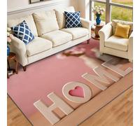 para Salón y Dormitorio Familias Modernas, Alfombra Antideslizante Lavable de Pelo Corto, Diseño Minimalista Nórdico Letras Home, Tamaño 60 x 110 cm, Blanco