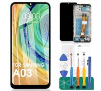 Para Samsung Galaxy A03 pantalla de reemplazo para Samsung A03 Lcd pantalla de visualización para Galaxy A03 pantalla táctil SMA035G digitalizador conjunto de kits de reparación con marco（Negro,162mm）