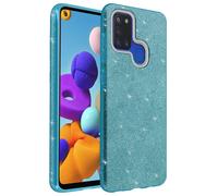 para Samsung Galaxy A21s Funda de Silicona de Lentejuelas Desmontable azul