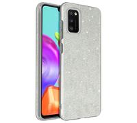 para Samsung Galaxy A41 Funda de Silicona de Lentejuelas Desmontable plata