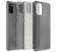 para Samsung Galaxy A41 Funda de Silicona de Lentejuelas Desmontable plata