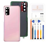 Para Samsung Galaxy S20/S20 5G SM-G980, SM-G981 Cubierta posterior de la Batería Reemplazo de la ventana trasera Kit de reparación Carcasa trasera Auténtica con Lente de cámara (Rosa)