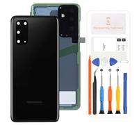 Para Samsung Galaxy S20/S20 5G SM-G980, SM-G981 Cubierta trasera de la Batería Reemplazo de la ventana trasera Kit de reparación Carcasa trasera Auténtica con Lente de cámara (Negro)