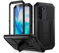 para Samsung Galaxy S23 5G Funda,Soporte Antichoque Metal Militar Rígida Híbrida Carcasas para Samsung Galaxy S23 5G,con Tapa de protección de la Lente (Negro)