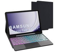 Para Samsung Galaxy Tab A9+ 11 pulgadas Funda con teclado desmontable - francés AZERTY, Teclado retroiluminado 3 zonas 7 colores DIY con almohadilla táctil - Funda de teclado para Galaxy Tab A9 Plus