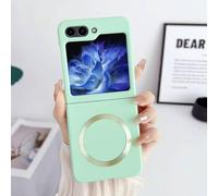 para Samsung Galaxy Z Flip 5 4 3 ZFlip5 Funda magnética de Carga inalámbrica Funda rígida Delgada Plegable a Prueba de Golpes, Verde Claro, para Z Flip 5
