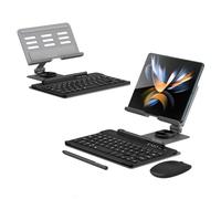 para Samsung Galaxy Z Fold 4/Fold 3 Soporte Plegable Bluetooth inalámbrico/Teclado/ratón/lápiz de Escritura (Gris)